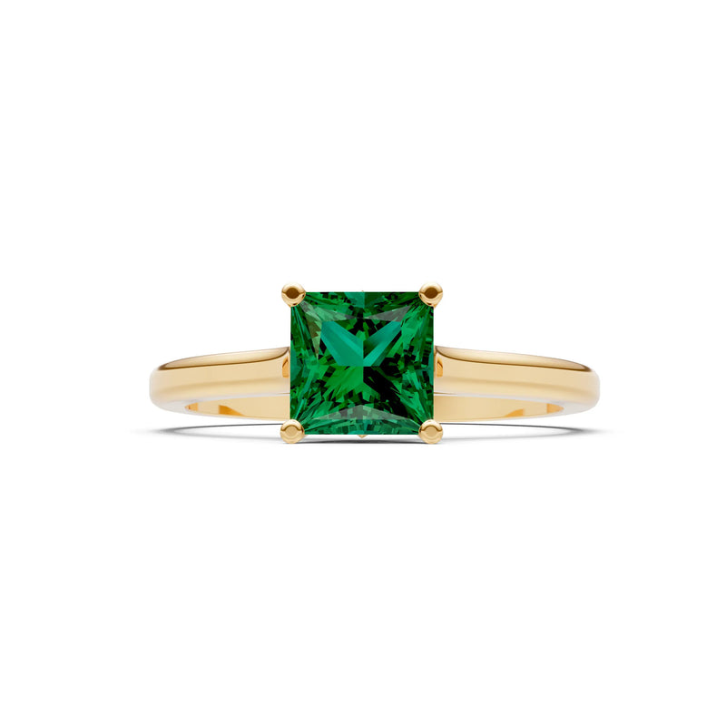Created Emerald Princess Cut 6mm Normal Gold Quality 4 Prong Princess Cut Solitaire Cathedral Ring