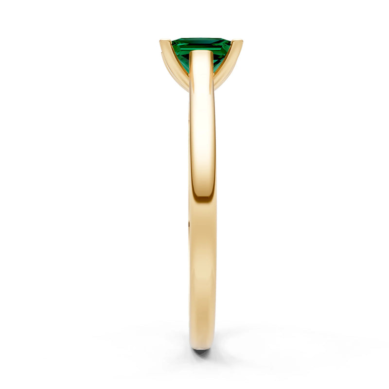 Emerald 4 Prong Princess Cut Solitaire Cathedral Ring