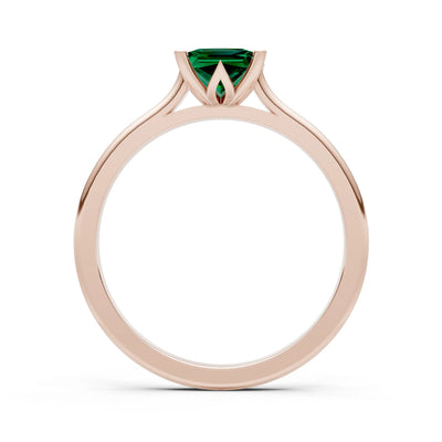 Emerald 4 Prong Princess Cut Solitaire Cathedral Ring