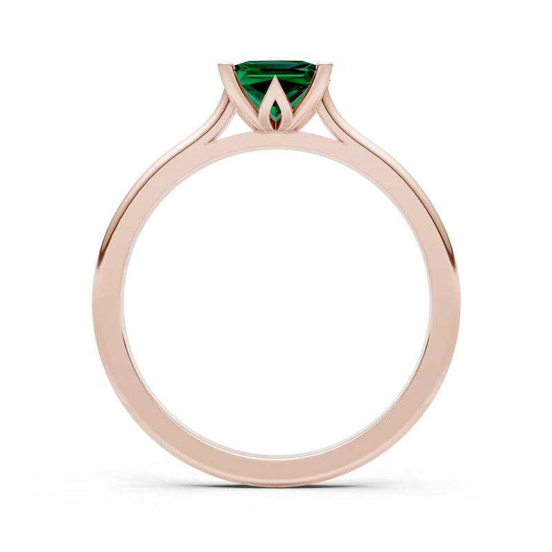 Emerald 4 Prong Princess Cut Solitaire Cathedral Ring