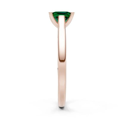 Emerald 4 Prong Princess Cut Solitaire Cathedral Ring