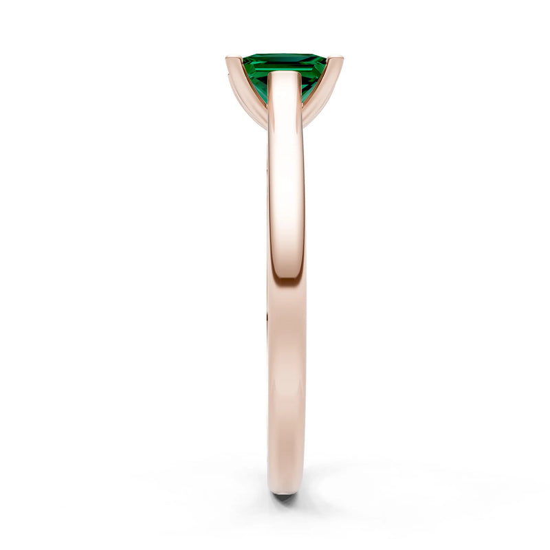 Emerald 4 Prong Princess Cut Solitaire Cathedral Ring