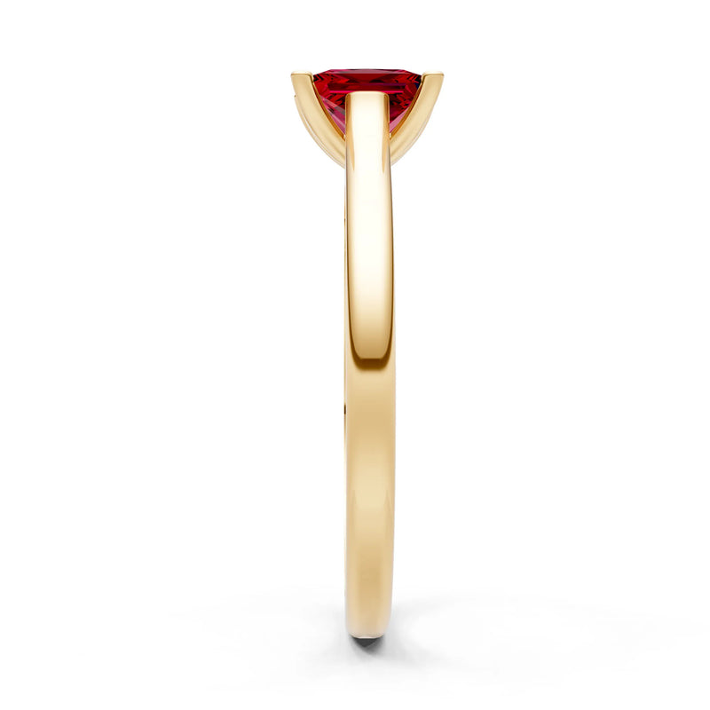Created Ruby Princess Cut 6mm Normal Gold Quality 4 Prong Princess Cut Solitaire Cathedral Ring