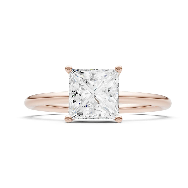 4 Prong Princess Cut Basket Classic Solitaire Engagement Ring