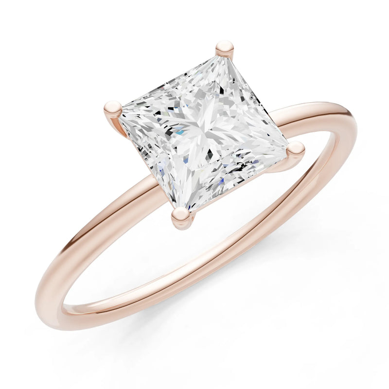 4 Prong Princess Cut Basket Classic Solitaire Engagement Ring
