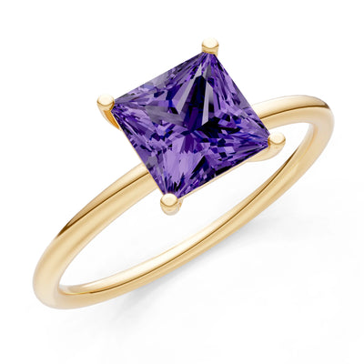 4 Prong Princess Cut Basket Classic Solitaire Engagement Ring