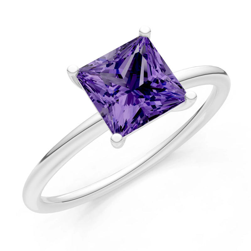 4 Prong Princess Cut Basket Classic Solitaire Engagement Ring