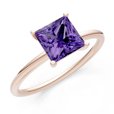 4 Prong Princess Cut Basket Classic Solitaire Engagement Ring