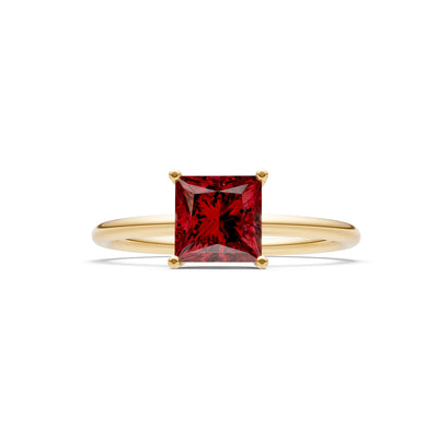 Garnet Princess Cut 6mm Normal Gold Quality 4 Prong Princess Cut Basket Classic Solitaire Engagement Ring
