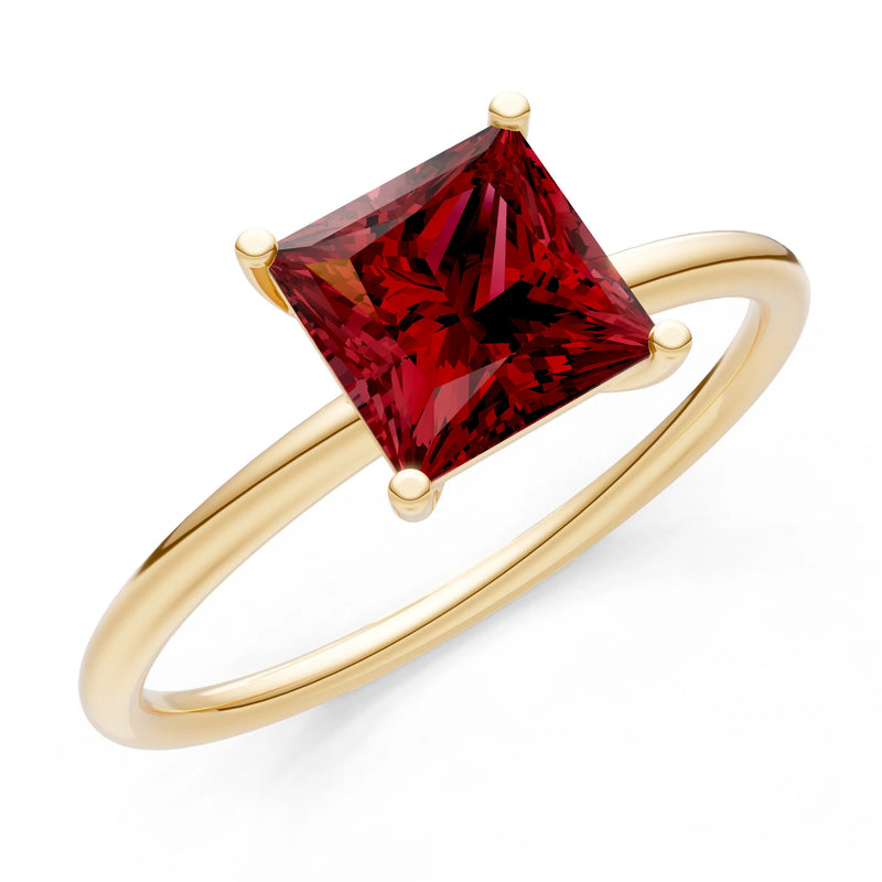 Garnet Princess Cut 6mm Normal Gold Quality 4 Prong Princess Cut Basket Classic Solitaire Engagement Ring