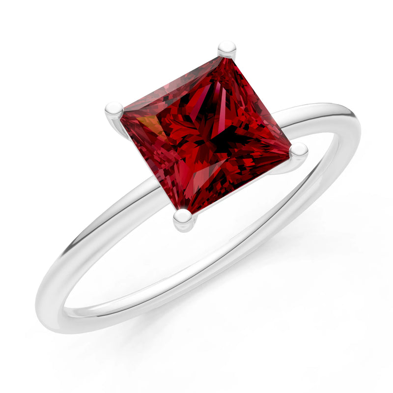 Garnet Princess Cut 6mm Normal Gold Quality 4 Prong Princess Cut Basket Classic Solitaire Engagement Ring