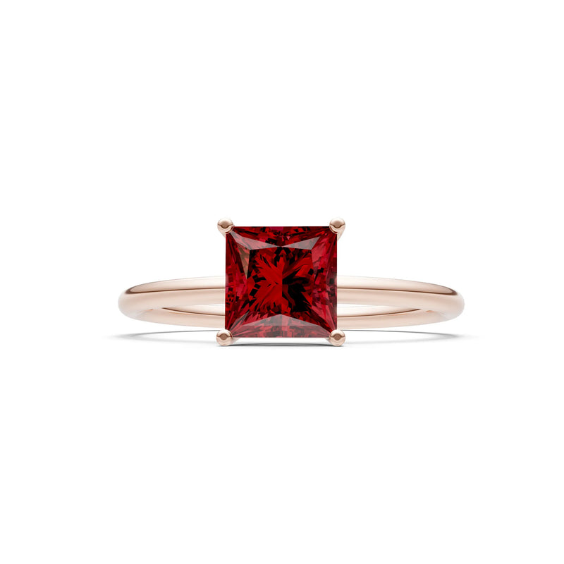 Garnet Princess Cut 6mm Normal Gold Quality 4 Prong Princess Cut Basket Classic Solitaire Engagement Ring