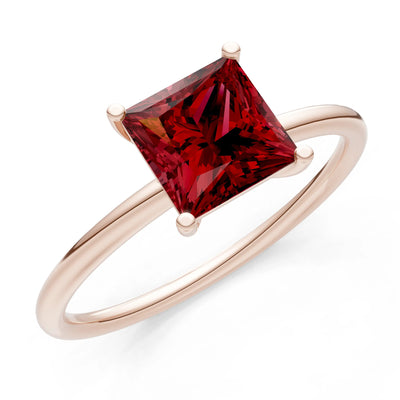 Garnet Princess Cut 6mm Normal Gold Quality 4 Prong Princess Cut Basket Classic Solitaire Engagement Ring