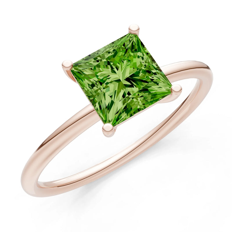 4 Prong Princess Cut Basket Classic Solitaire Engagement Ring