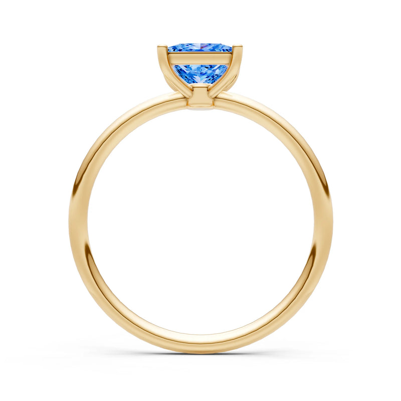 Swiss Blue Topaz 4 Prong Princess Cut Basket Classic Solitaire Engagement Ring