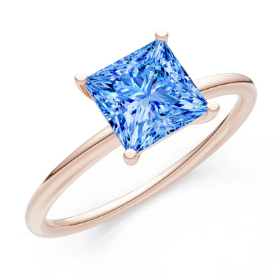 4 Prong Princess Cut Basket Classic Solitaire Engagement Ring