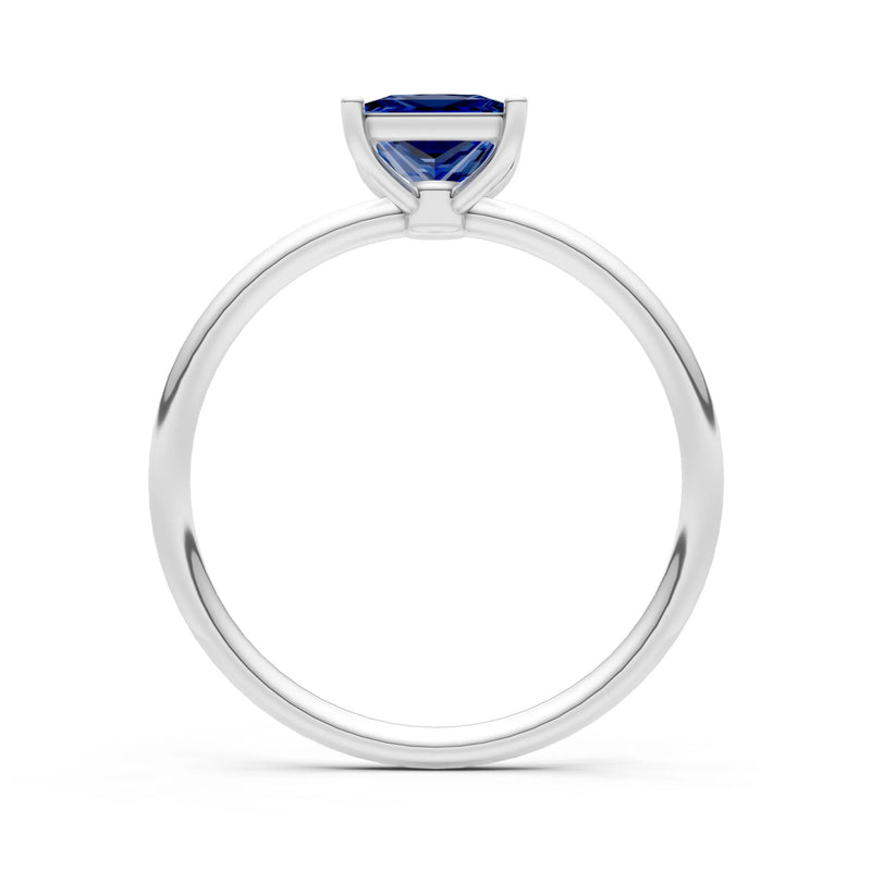 Created Blue Sapphire Princess Cut 6mm Normal Gold Quality 4 Prong Princess Cut Basket Classic Solitaire Engagement Ring