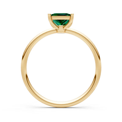 Emerald 4 Prong Princess Cut Basket Classic Solitaire Engagement Ring