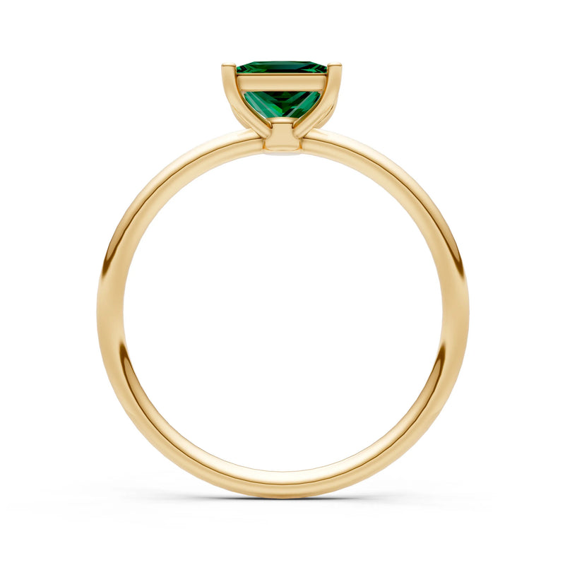 Emerald 4 Prong Princess Cut Basket Classic Solitaire Engagement Ring