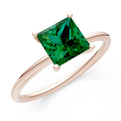 4 Prong Princess Cut Basket Classic Solitaire Engagement Ring