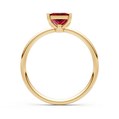 Created Ruby Princess Cut 6mm Normal Gold Quality 4 Prong Princess Cut Basket Classic Solitaire Engagement Ring