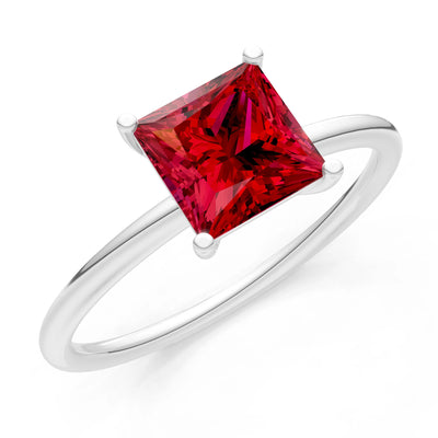 4 Prong Princess Cut Basket Classic Solitaire Engagement Ring
