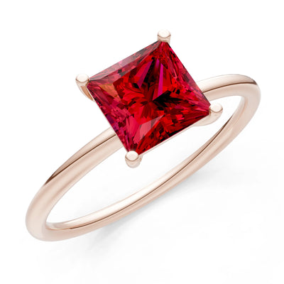 4 Prong Princess Cut Basket Classic Solitaire Engagement Ring
