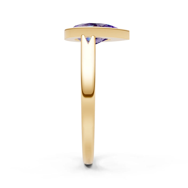 Amethyst Pear Shape Bezel Set Solitaire Ring