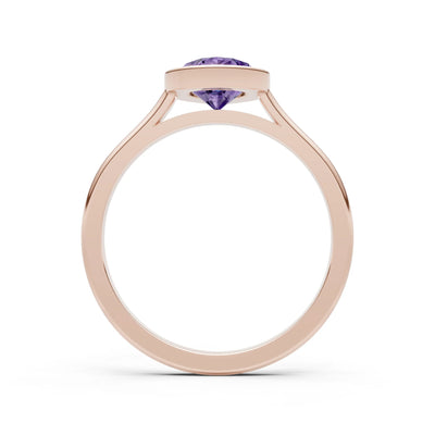 Amethyst Pear Shape Bezel Set Solitaire Ring