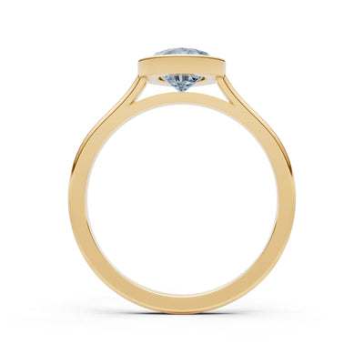 Aquamarine Pear Shape Bezel Set Solitaire Ring