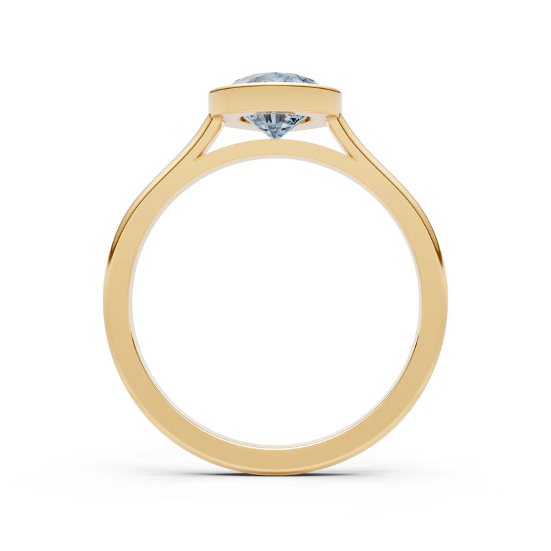 Aquamarine Pear Shape Bezel Set Solitaire Ring