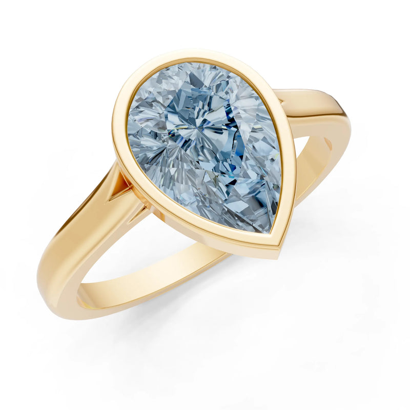 Aquamarine Pear Shape Bezel Set Solitaire Ring
