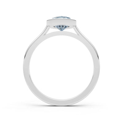 Aquamarine Pear Shape Bezel Set Solitaire Ring