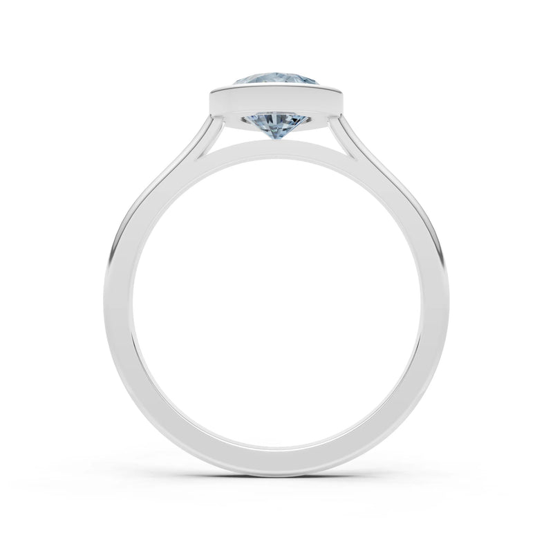 Aquamarine Pear Shape Bezel Set Solitaire Ring