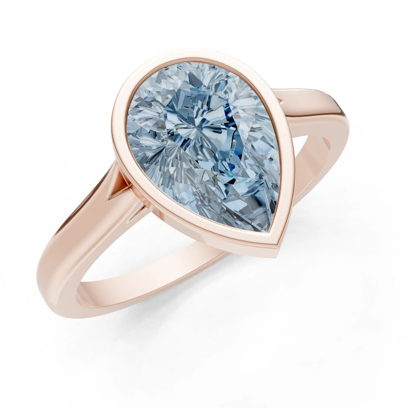 Aquamarine Pear Shape Bezel Set Solitaire Ring