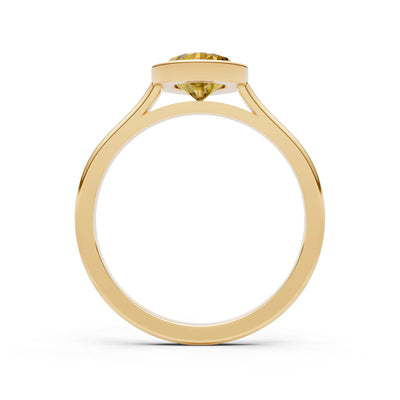 Citrine Pear Shape Bezel Set Solitaire Ring
