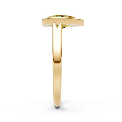 Citrine Pear Shape Bezel Set Solitaire Ring