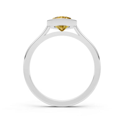 Citrine Pear Shape Bezel Set Solitaire Ring