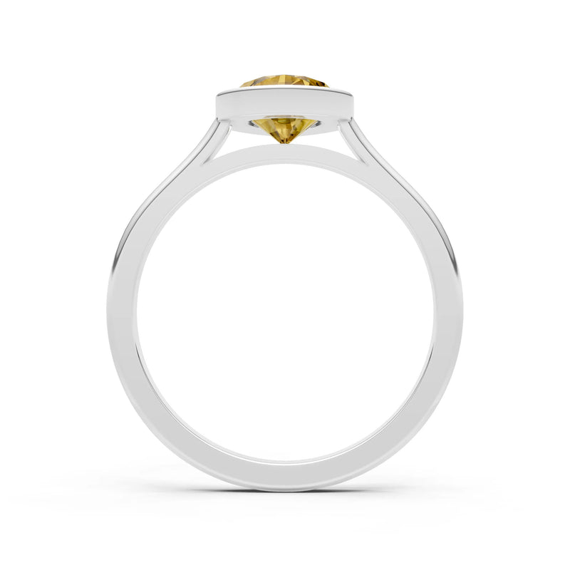 Citrine Pear Shape Bezel Set Solitaire Ring