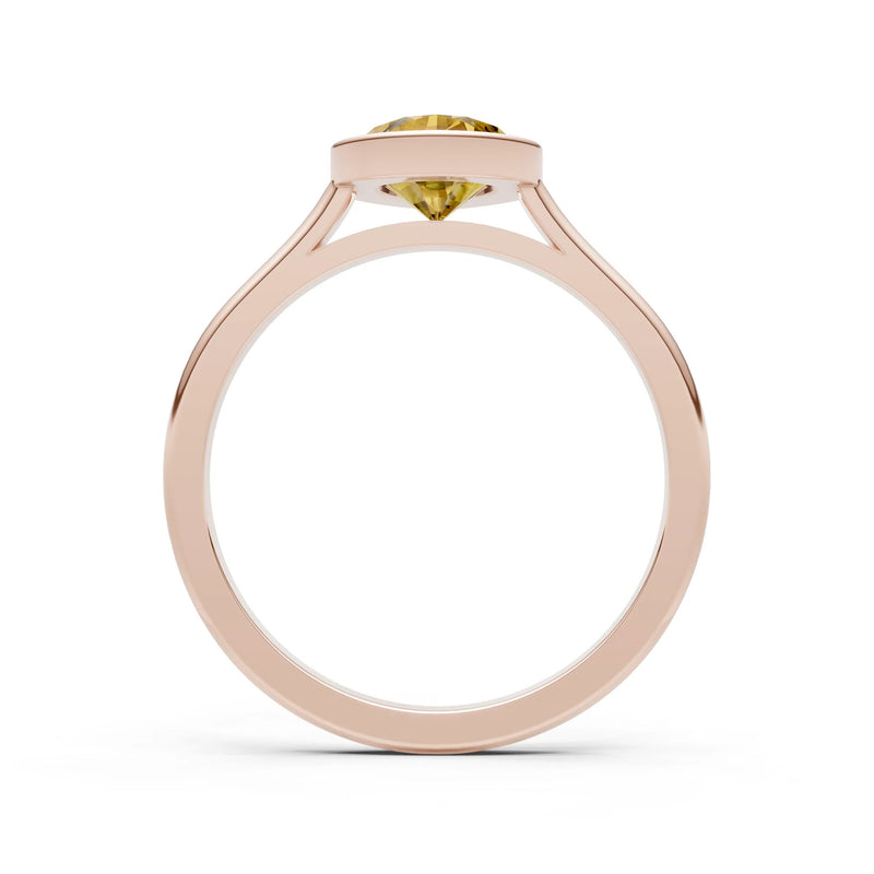 Citrine Pear Shape Bezel Set Solitaire Ring