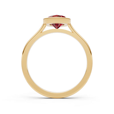 Garnet Pear Shape Bezel Set Solitaire Ring