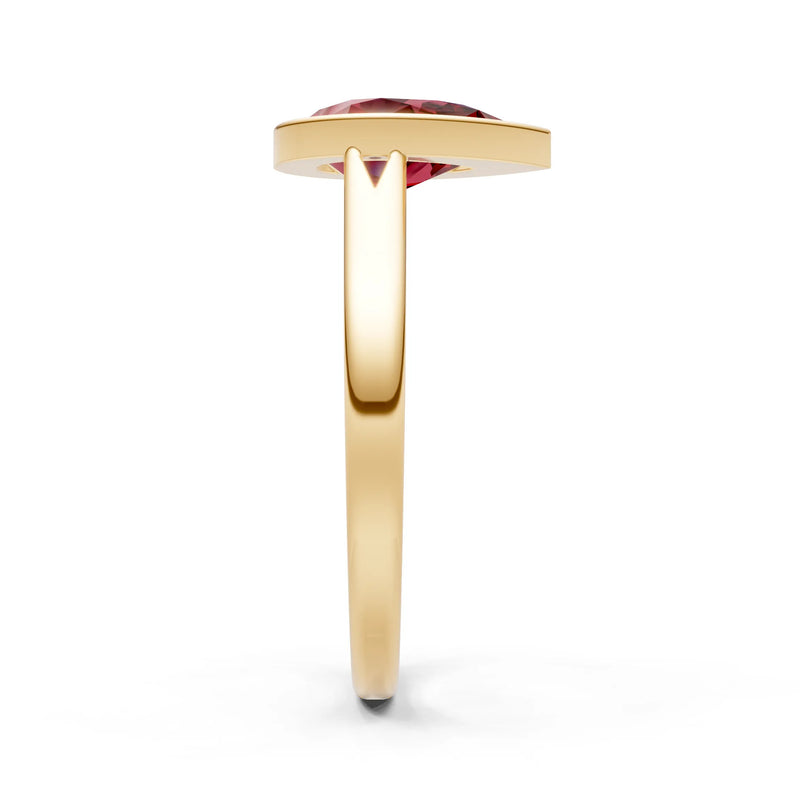 Garnet Pear Shape Bezel Set Solitaire Ring