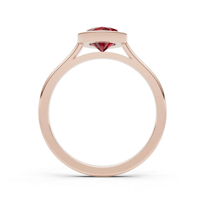 Garnet Pear Shape Bezel Set Solitaire Ring