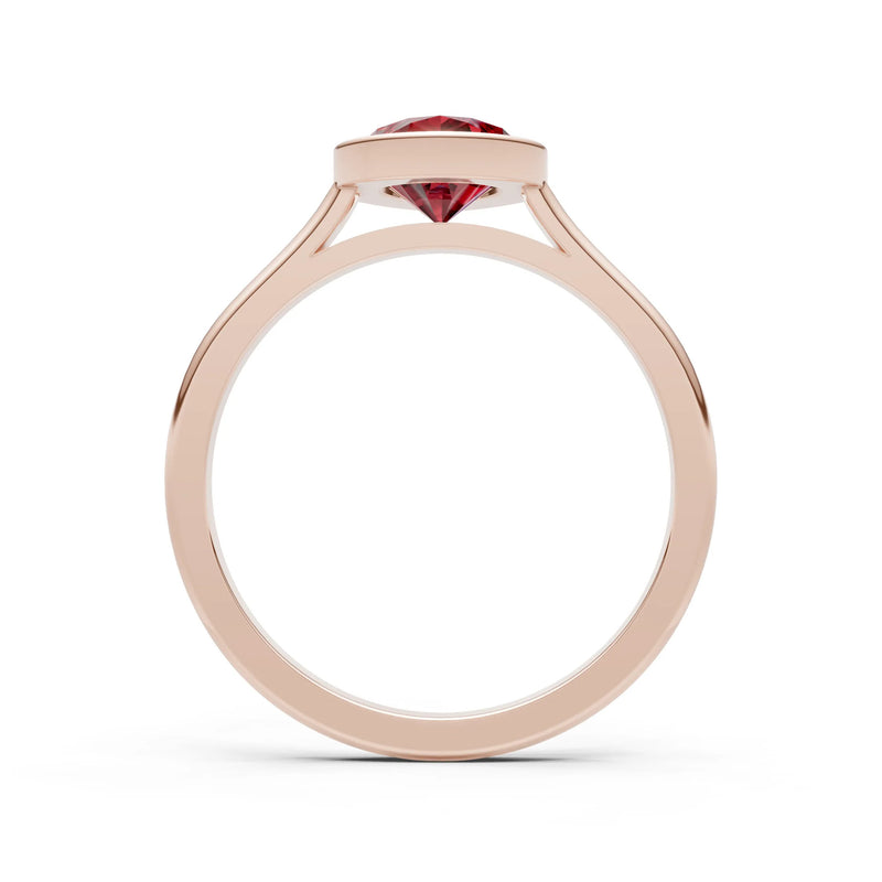 Garnet Pear Shape Bezel Set Solitaire Ring
