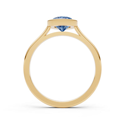 London Blue Topaz Pear Shape Bezel Set Solitaire Ring