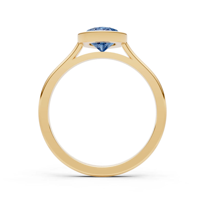 London Blue Topaz Pear Shape Bezel Set Solitaire Ring