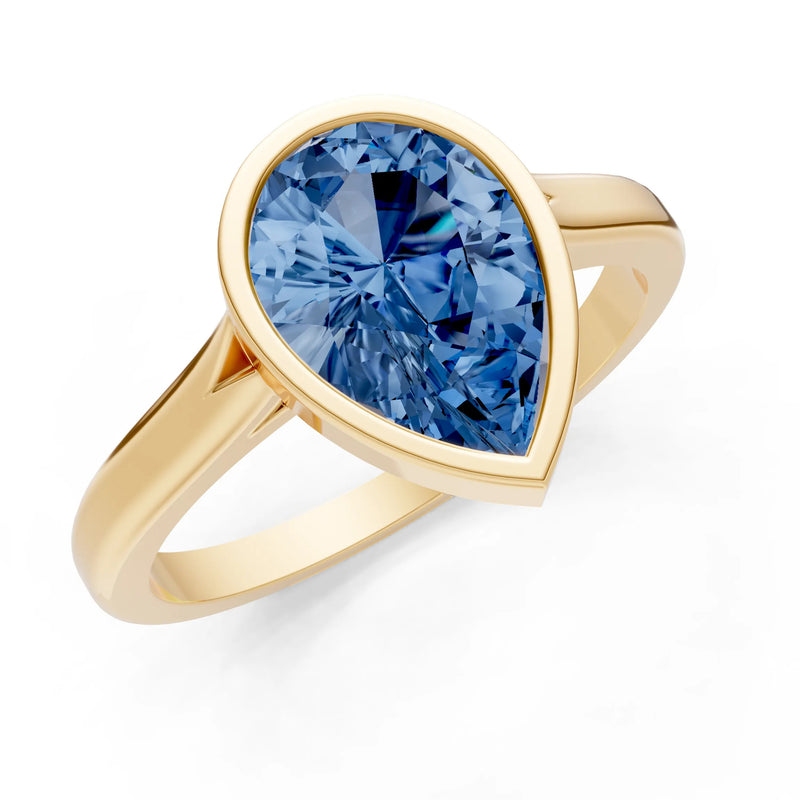 London Blue Topaz Pear Shape Bezel Set Solitaire Ring