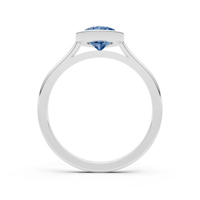 London Blue Topaz Pear Shape Bezel Set Solitaire Ring