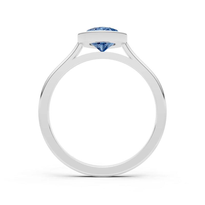 London Blue Topaz Pear Shape Bezel Set Solitaire Ring