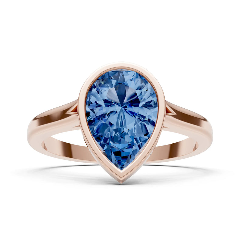 London Blue Topaz Pear Shape Bezel Set Solitaire Ring